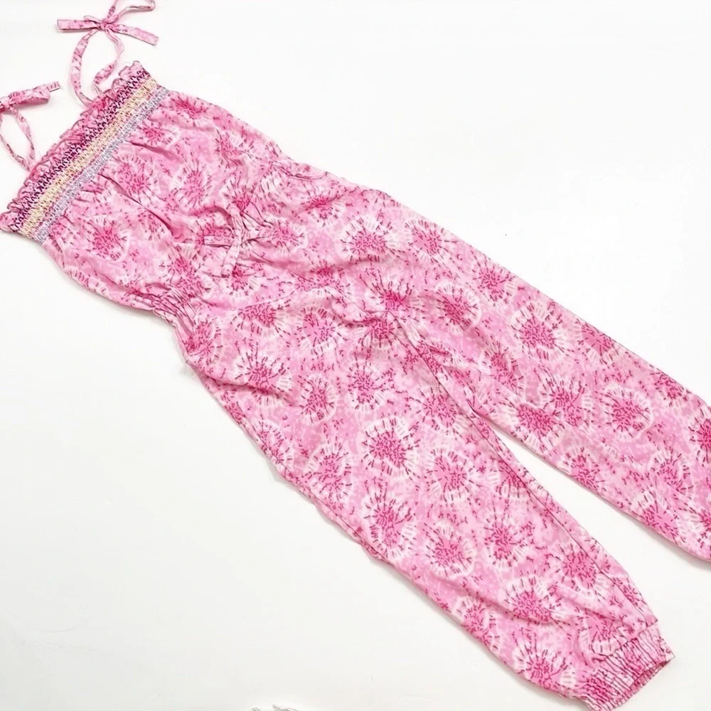 Star Ride little girls pink tie dye jumpsuit